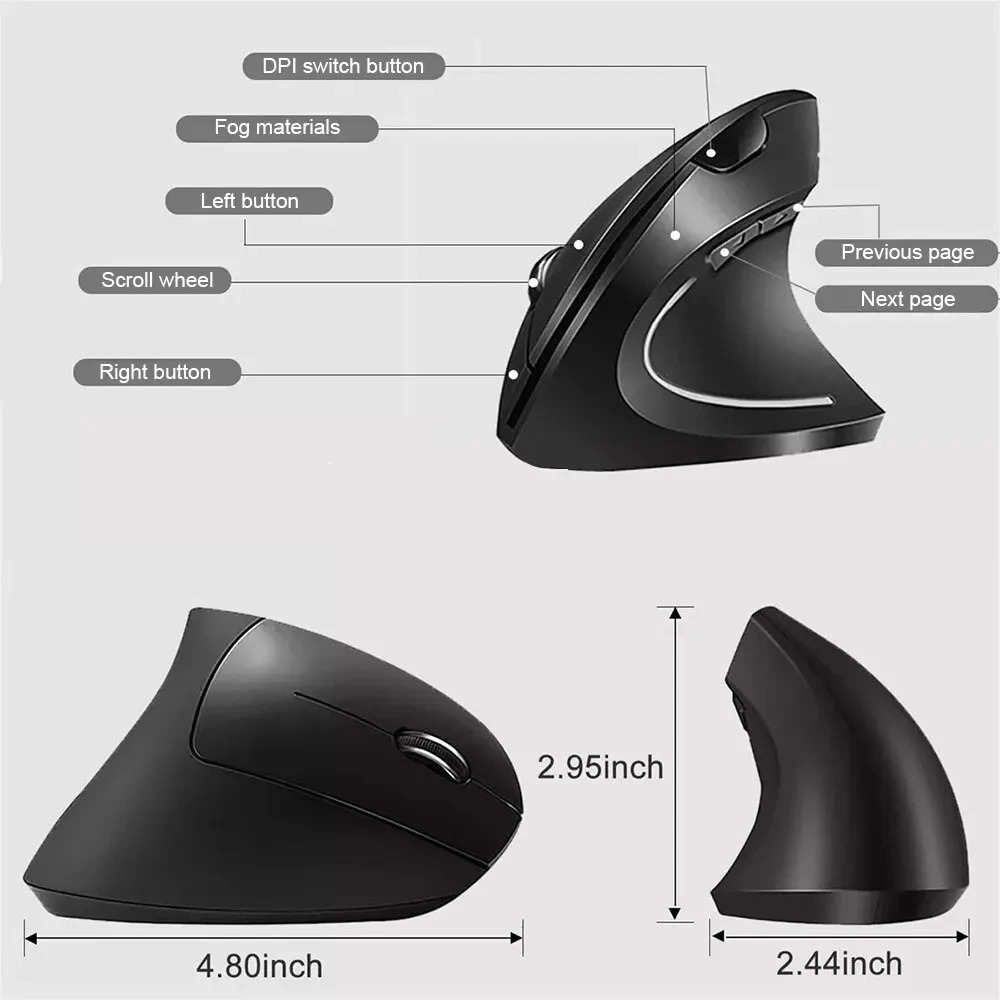 Vertical Mouse Ergonomic 2.4GHz Wireless Optical Mice - Image 3