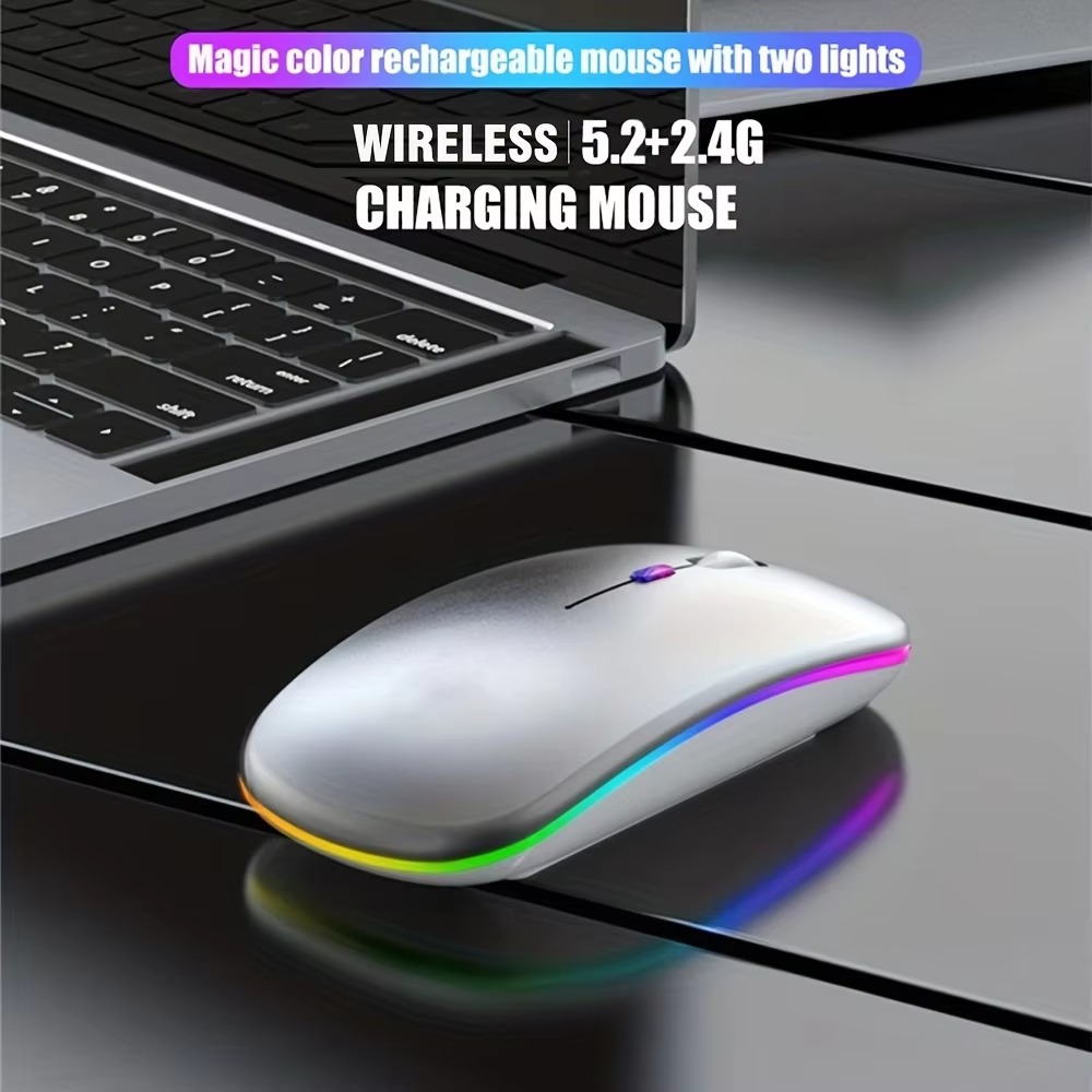 Wireless Mouse RGB Rechargeable USB 2.4GHz Bluetooth Mice - Image 6