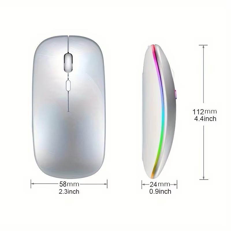 Wireless Mouse RGB Rechargeable USB 2.4GHz Bluetooth Mice - Image 3