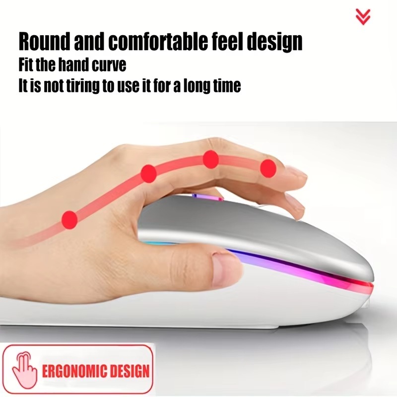 Wireless Mouse RGB Rechargeable USB 2.4GHz Bluetooth Mice - Image 2